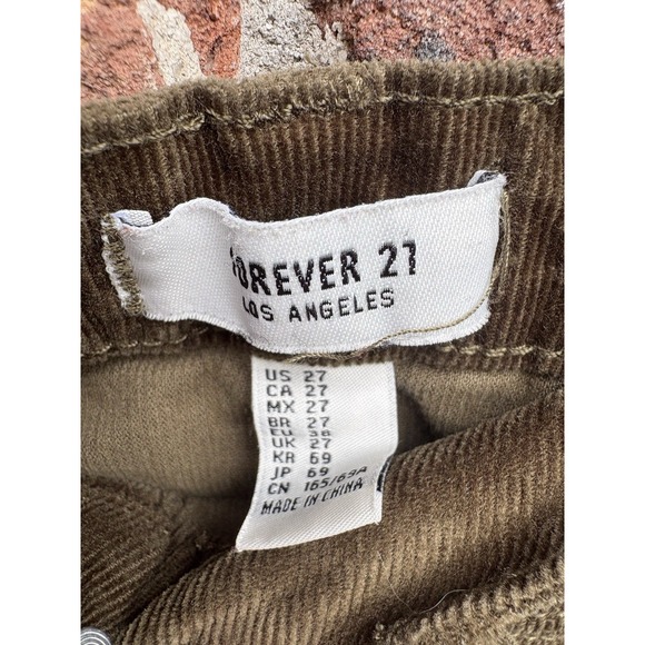Forever 21 Women's Green Corduroy 100% Cotton Short Mini Button Skirt Size 27 - Picture 5 of 6